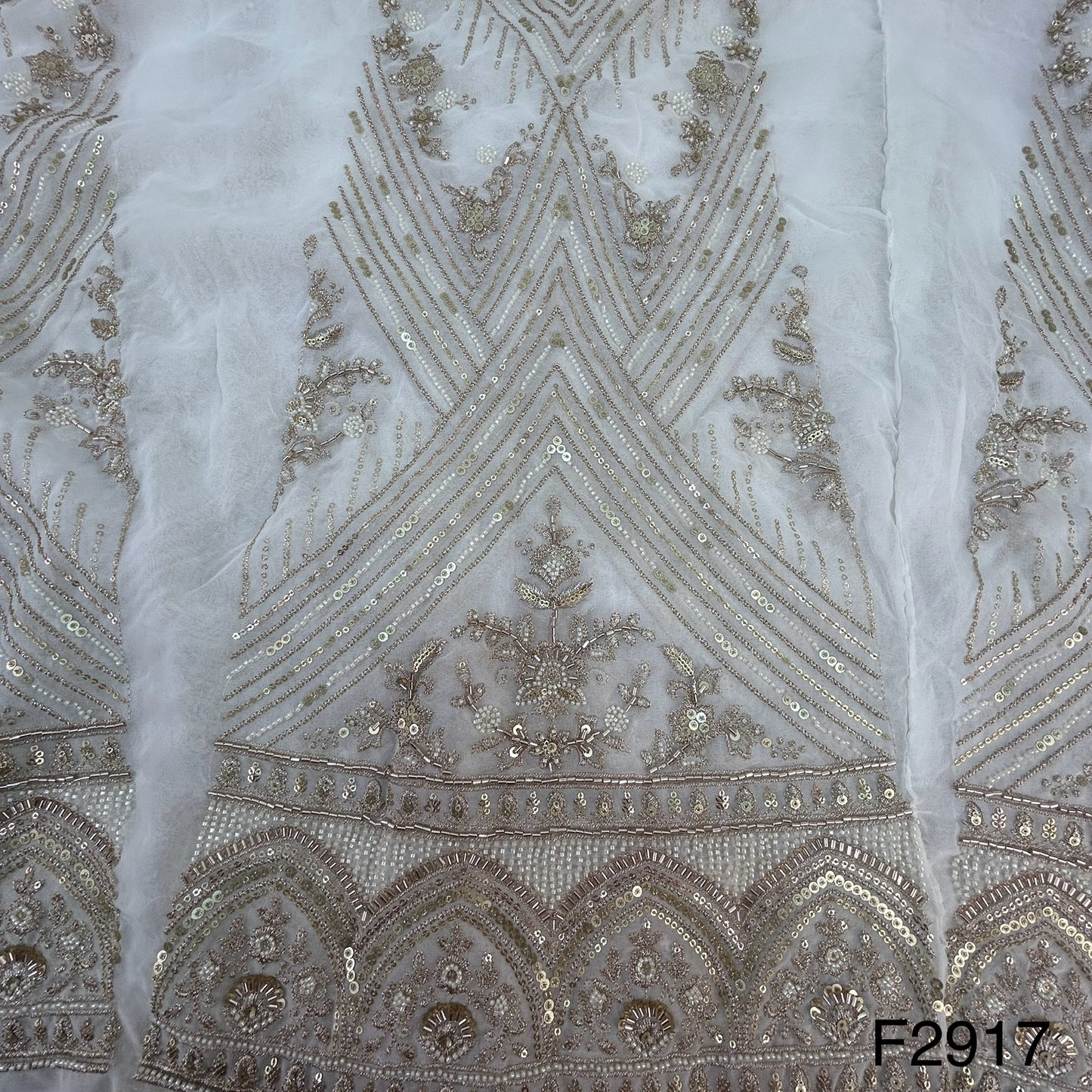 Dyeable Cut Dana  Zari Sequins Embroidered Georgette Kali Fabric-F2917