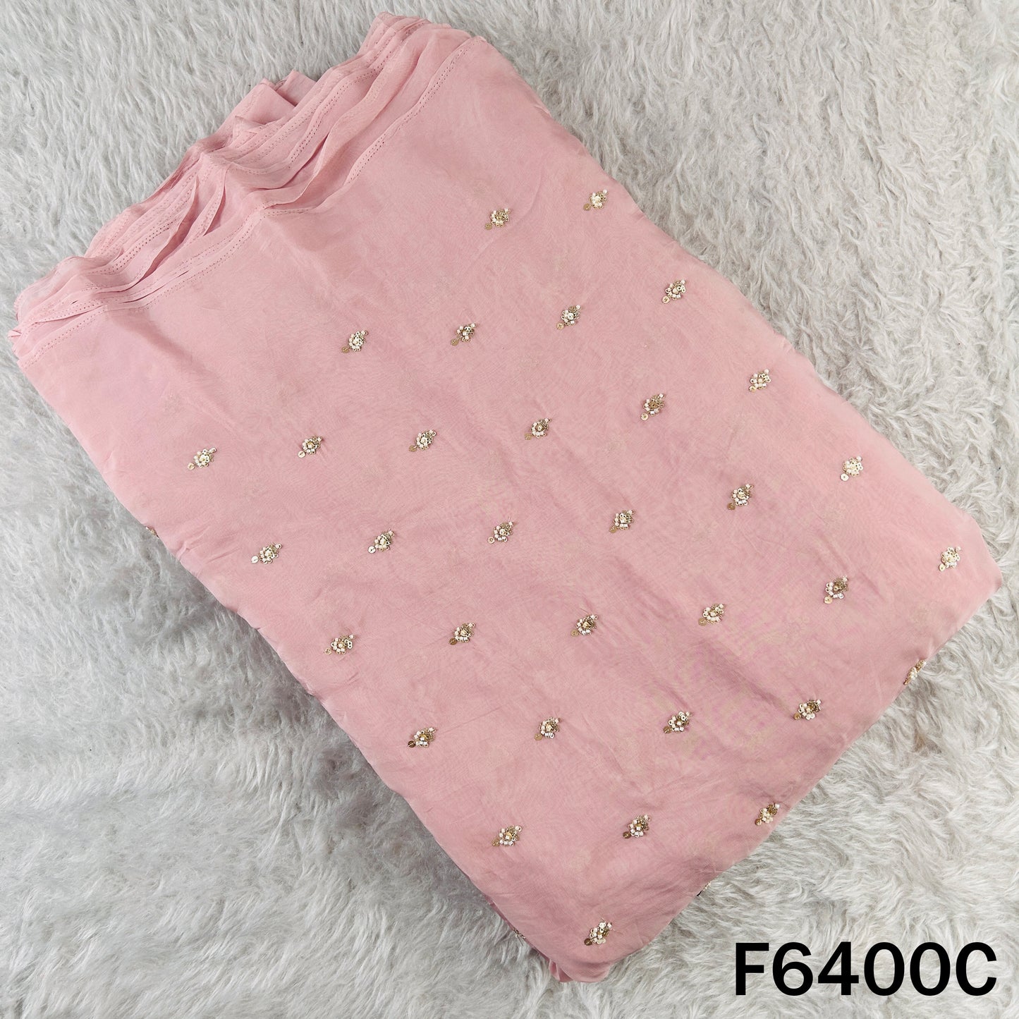 Cut Dana Sequins Work Organza Fabric - F6400