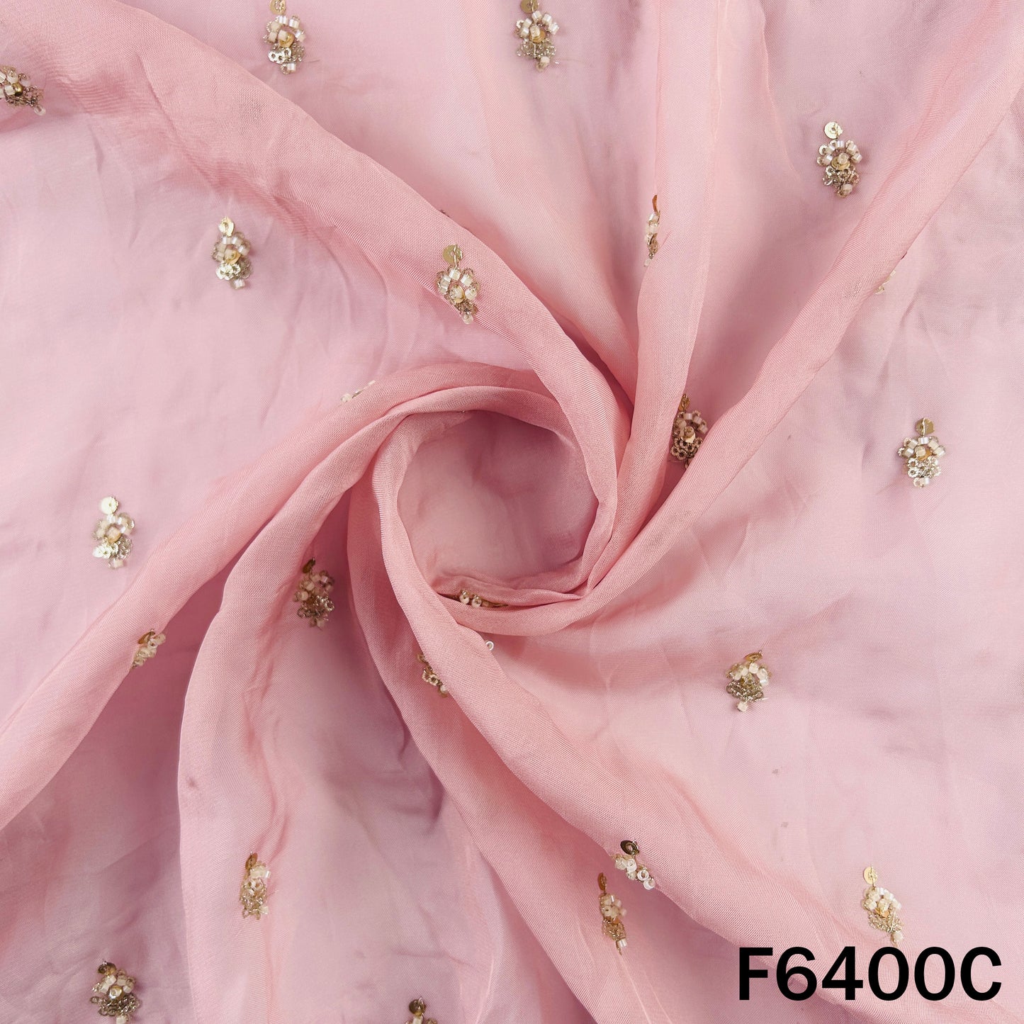 Cut Dana Sequins Work Organza Fabric - F6400