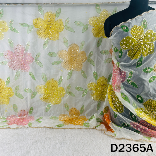 Thread Sequins Work Organza Dupatta - D2365