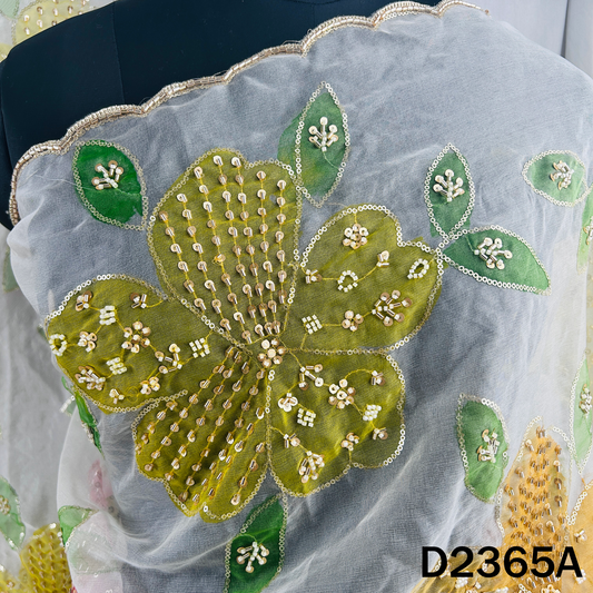 Thread Sequins Work Organza Dupatta - D2365