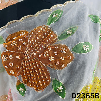 Thread Sequins Work Organza Dupatta - D2365