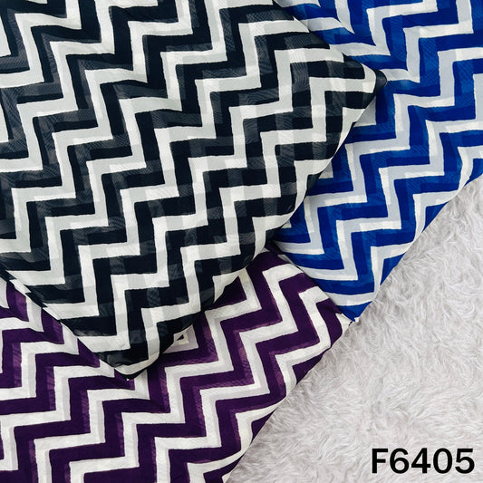 Zig Zag Print Organza Fabric - F6405