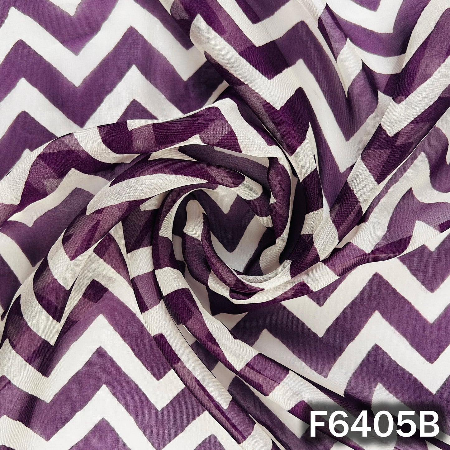 Zig Zag Print Organza Fabric - F6405