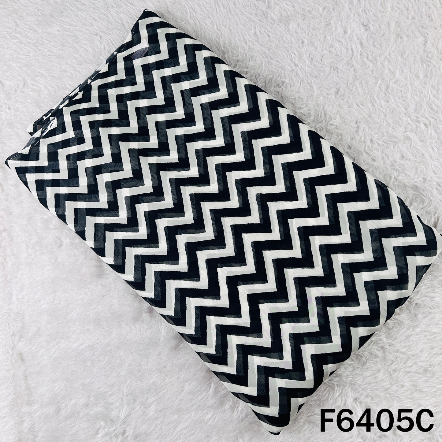Zig Zag Print Organza Fabric - F6405