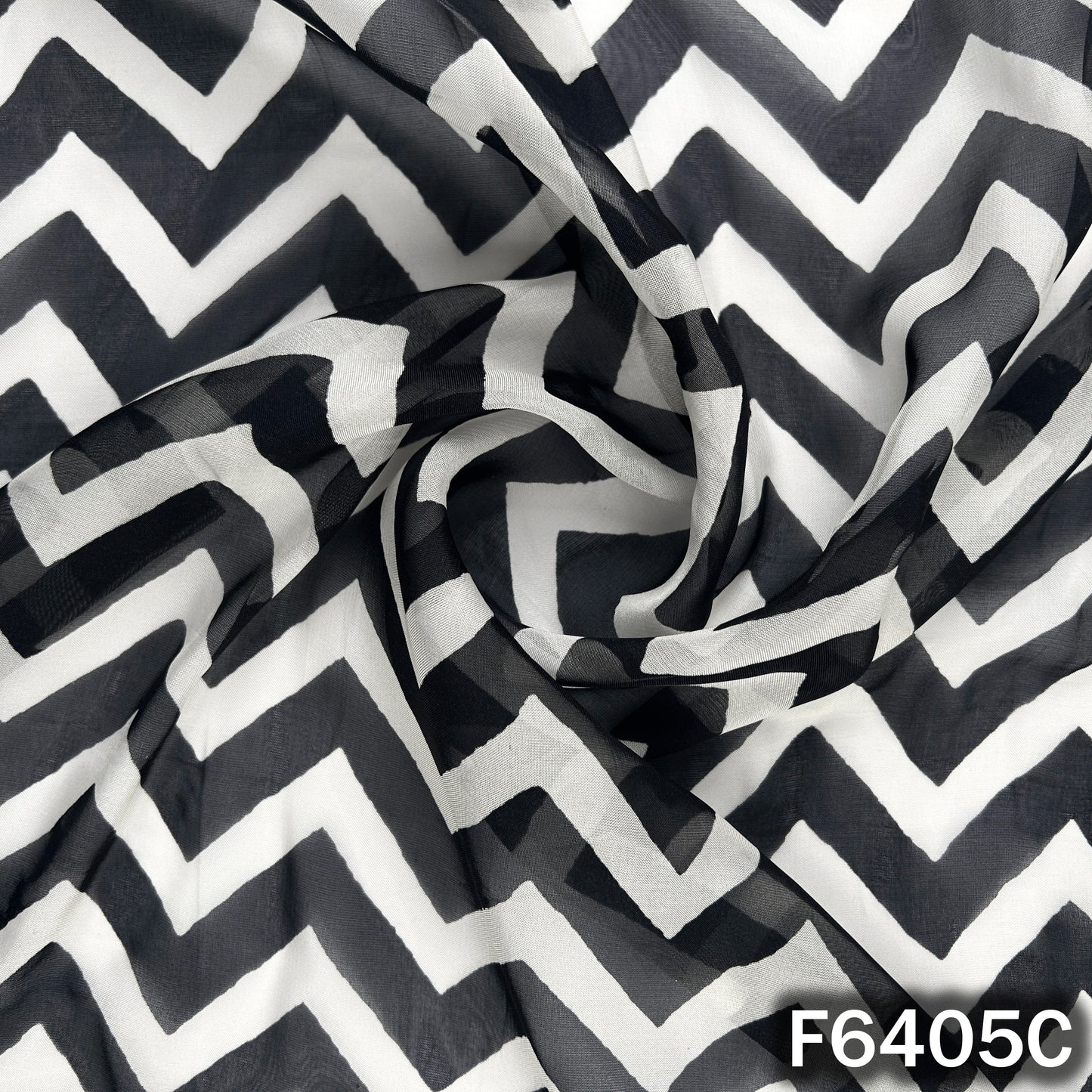 Zig Zag Print Organza Fabric - F6405