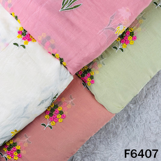 Thread Embroidered Mul Cotton Fabric - F6407