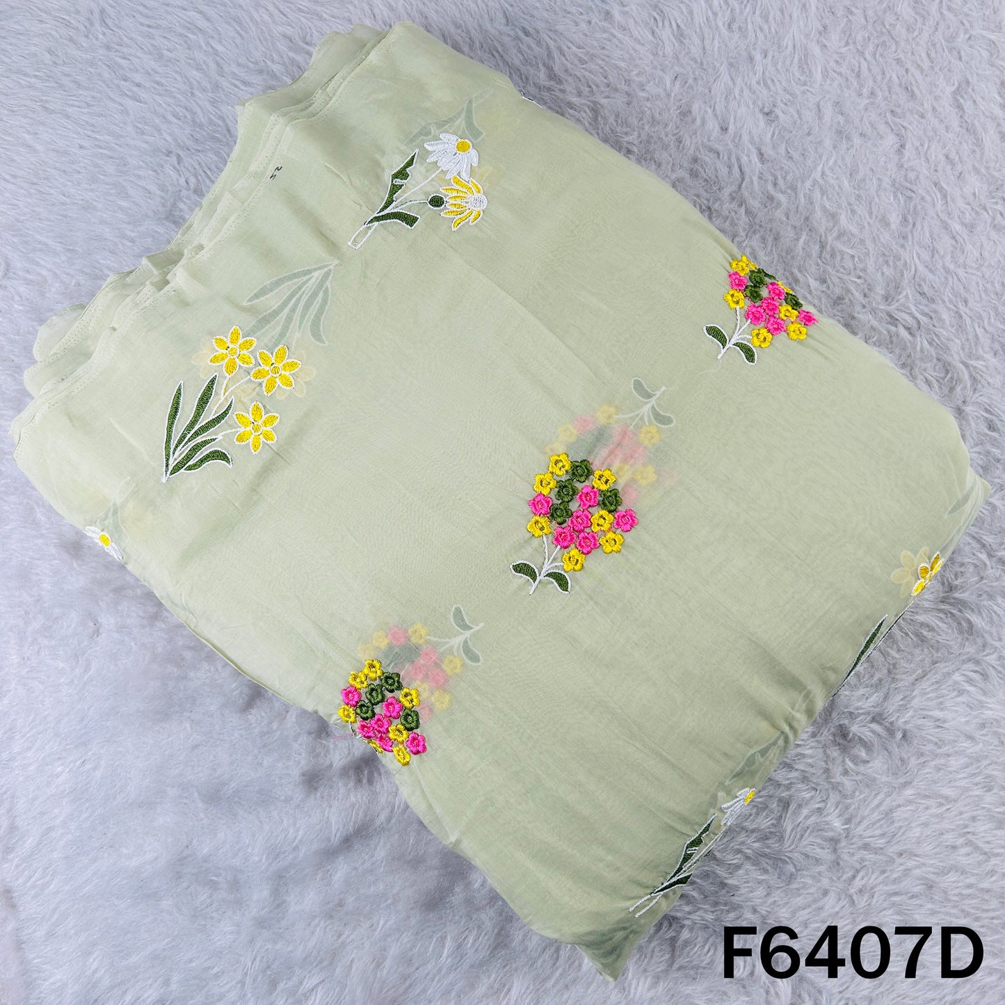 Thread Embroidered Mul Cotton Fabric - F6407