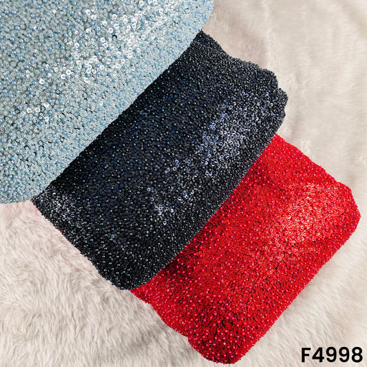 Cut Dana Sequins Pearl Embroidered Net Fabric-F4998