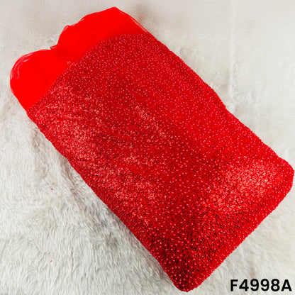 Cut Dana Sequins Pearl Embroidered Net Fabric-F4998