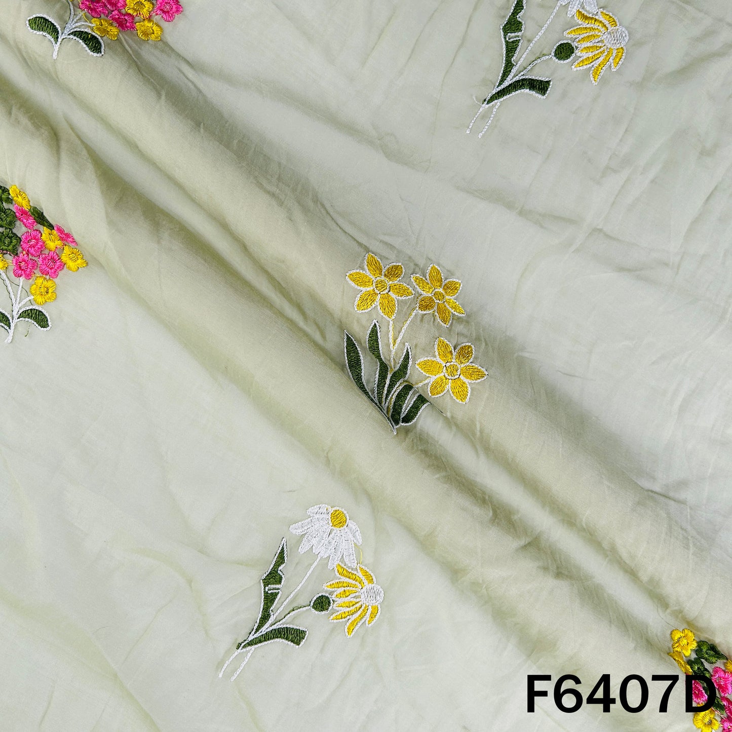 Thread Embroidered Mul Cotton Fabric - F6407