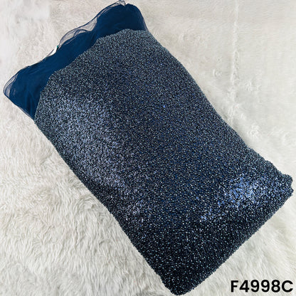 Cut Dana Sequins Pearl Embroidered Net Fabric-F4998