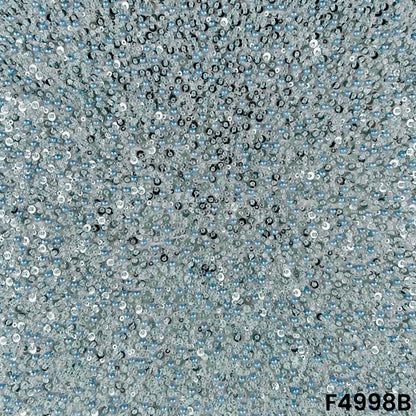 Cut Dana Sequins Pearl Embroidered Net Fabric-F4998
