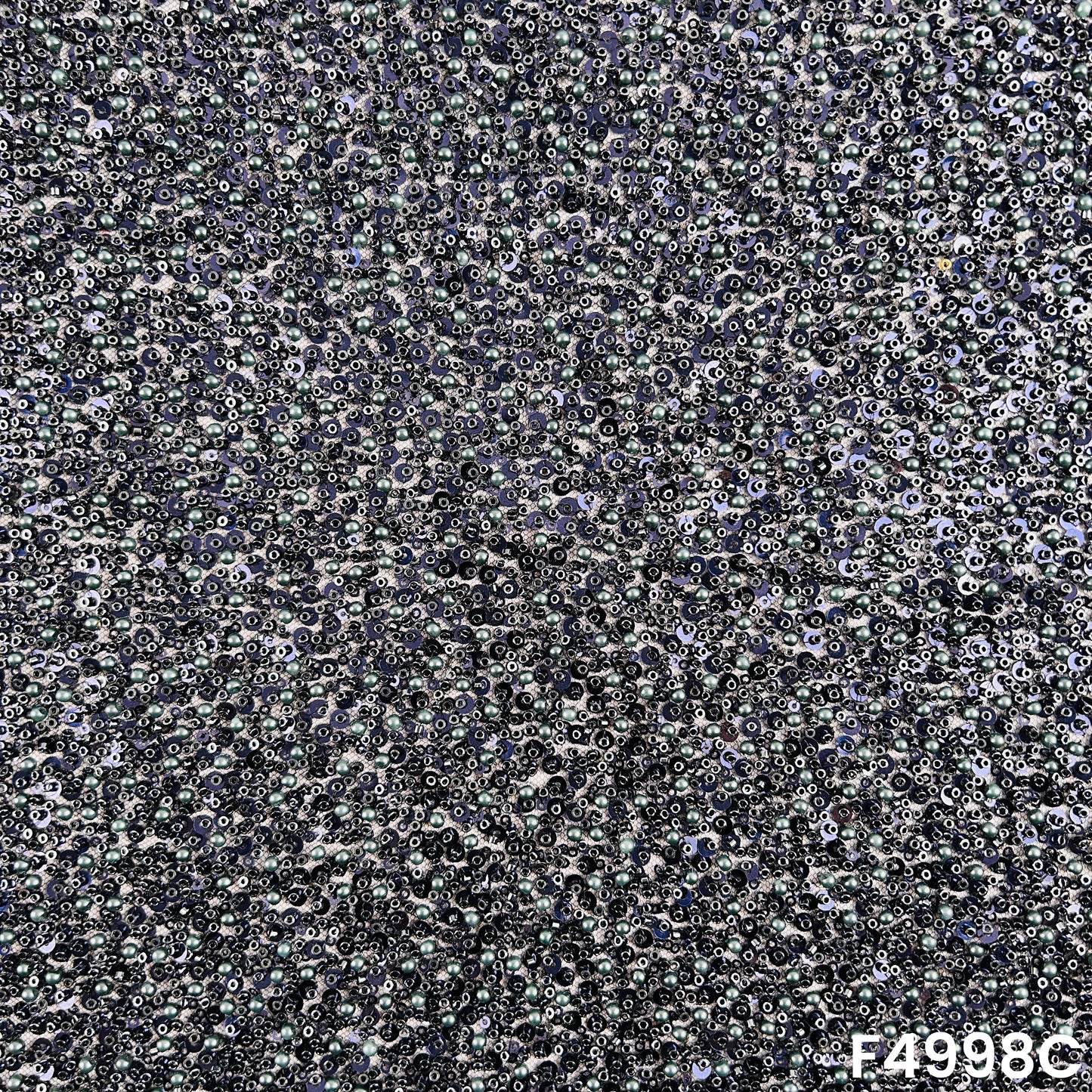 Cut Dana Sequins Pearl Embroidered Net Fabric-F4998