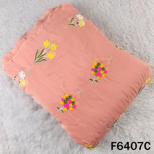 Thread Embroidered Mul Cotton Fabric - F6407