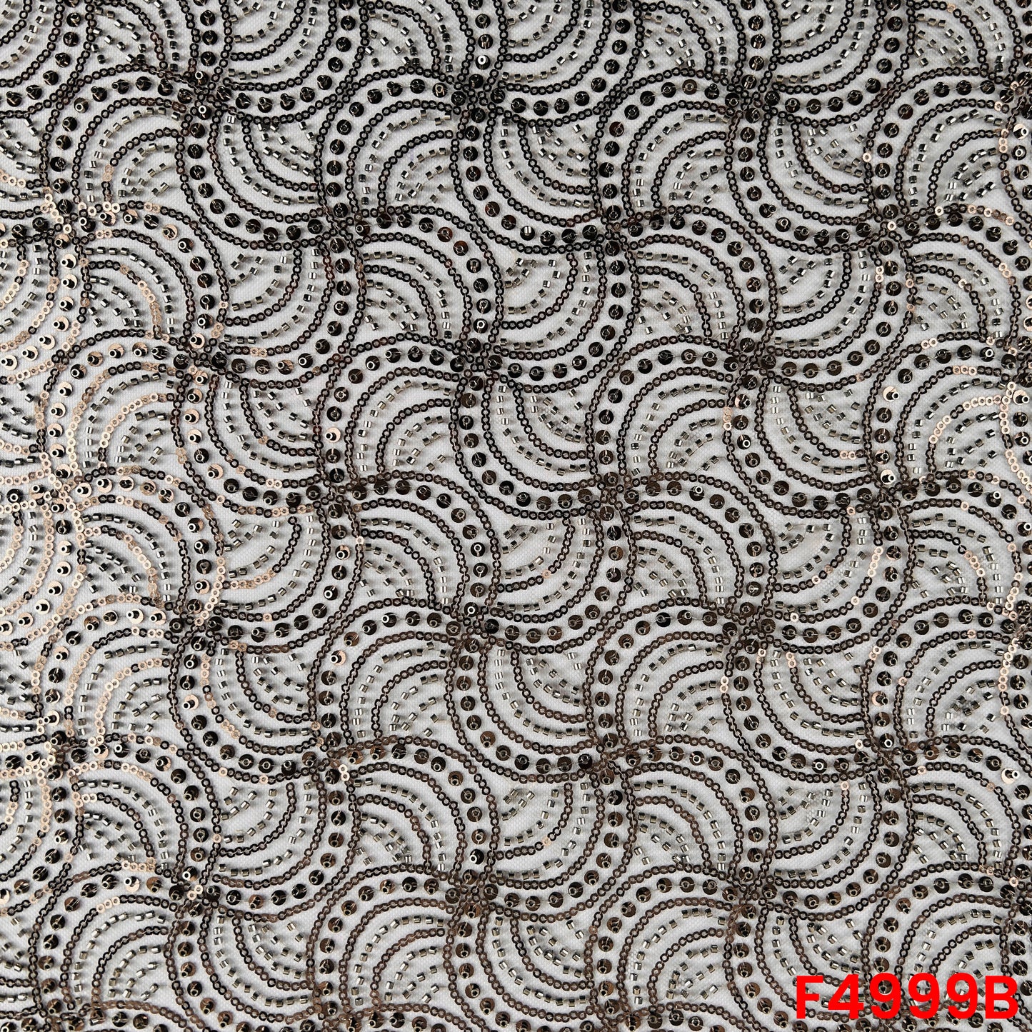 Cut Dana Sequins Embroidered Net Fabric-F4999