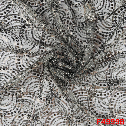 Cut Dana Sequins Embroidered Net Fabric-F4999
