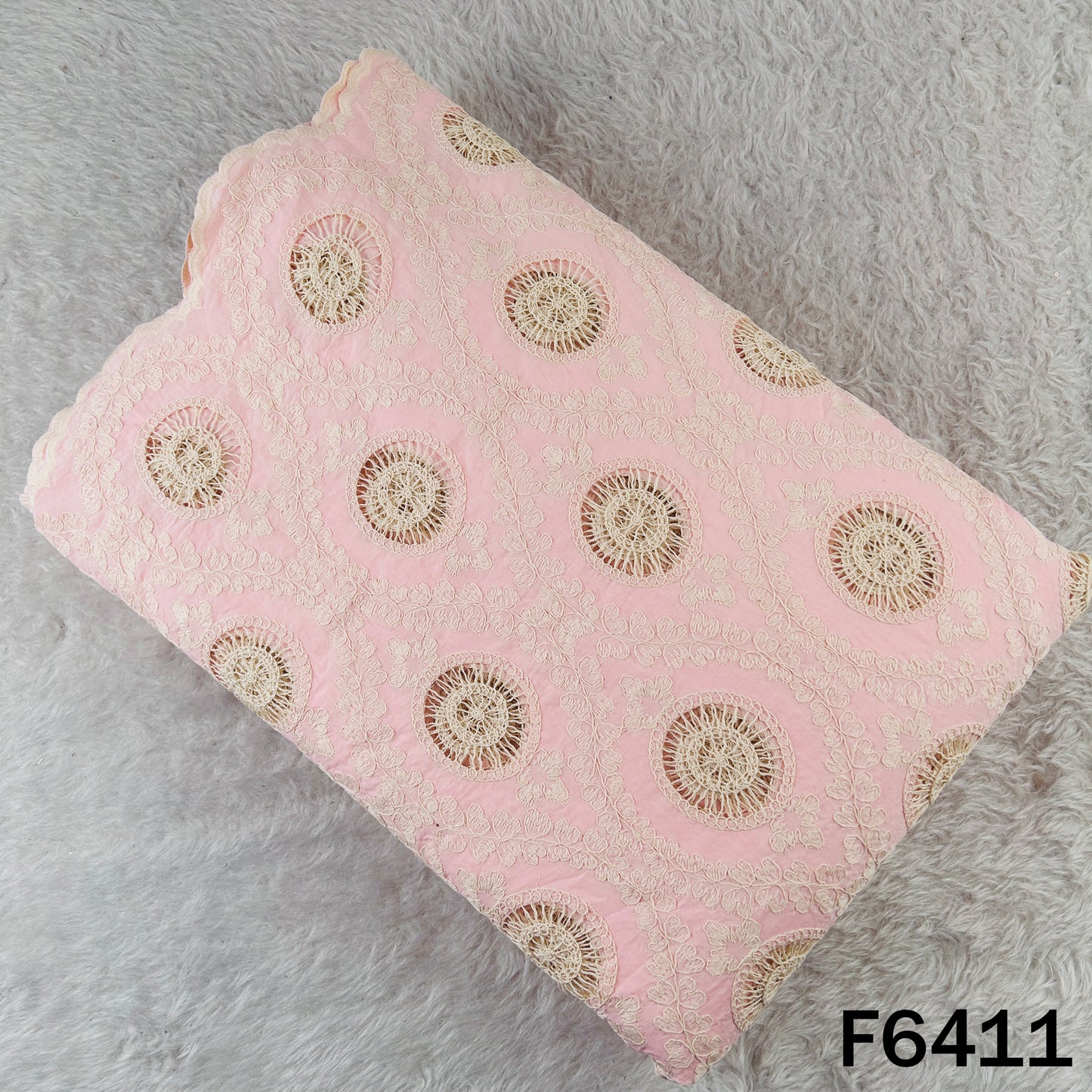 Imported Thread Cut work Cotton Fabric - F6411