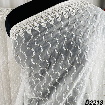 Dyeable Thread Sequins Embroidered Organza Dupatta-D2213