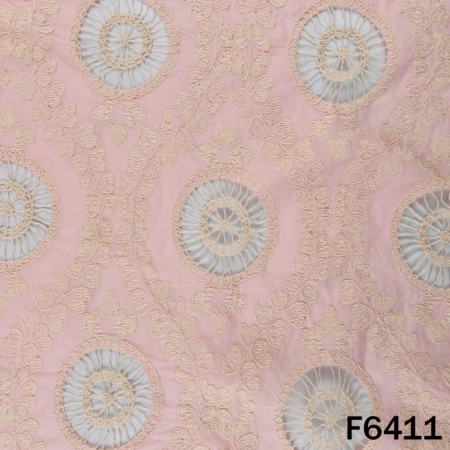 Imported Thread Cut work Cotton Fabric - F6411