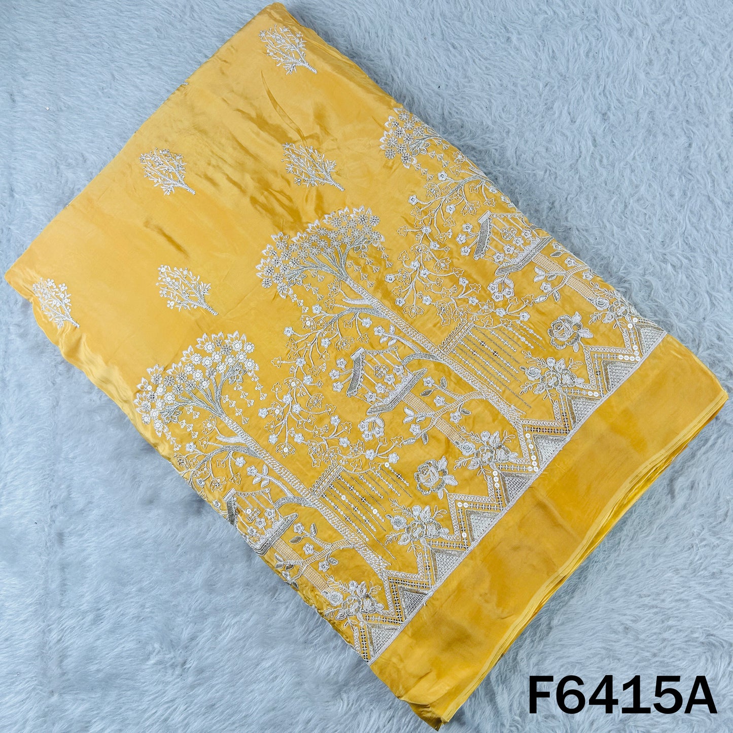 Zari Sequins Thread Work Crepe Fabric - F6415