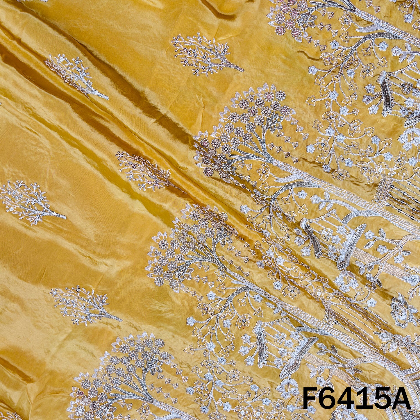 Zari Sequins Thread Work Crepe Fabric - F6415