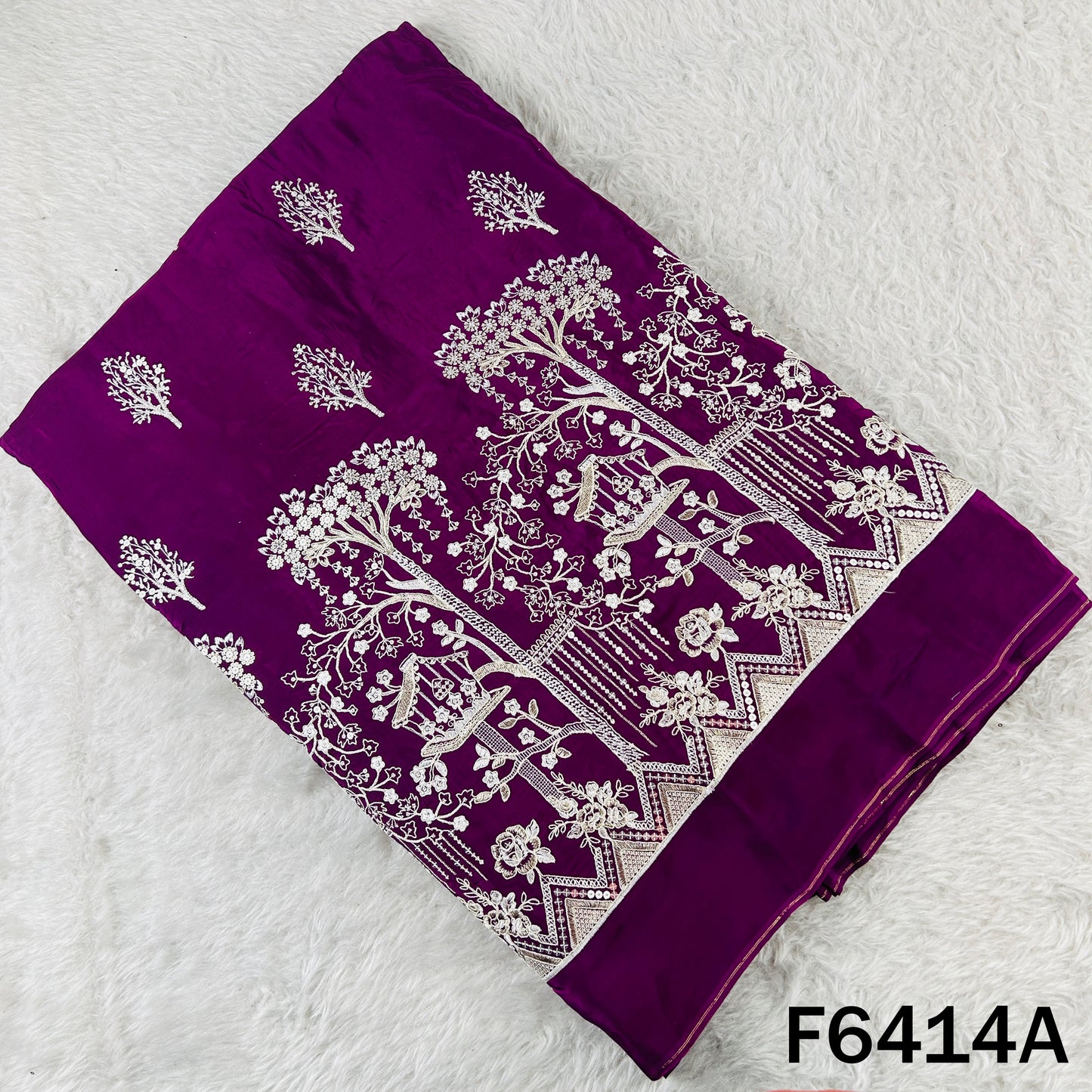 Zari Sequins Thread Work Crepe Fabric - F6414