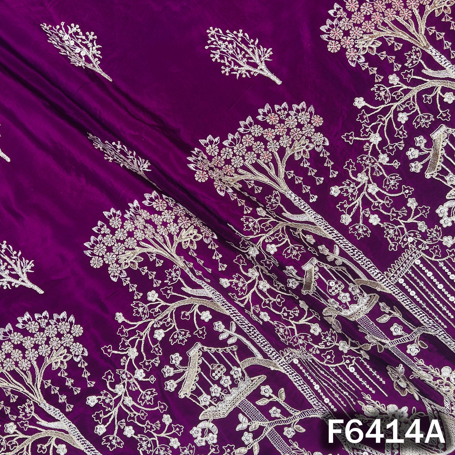 Zari Sequins Thread Work Crepe Fabric - F6414
