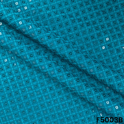 Thread Sequins Embroidered Rayon Cotton Fabric-F5003