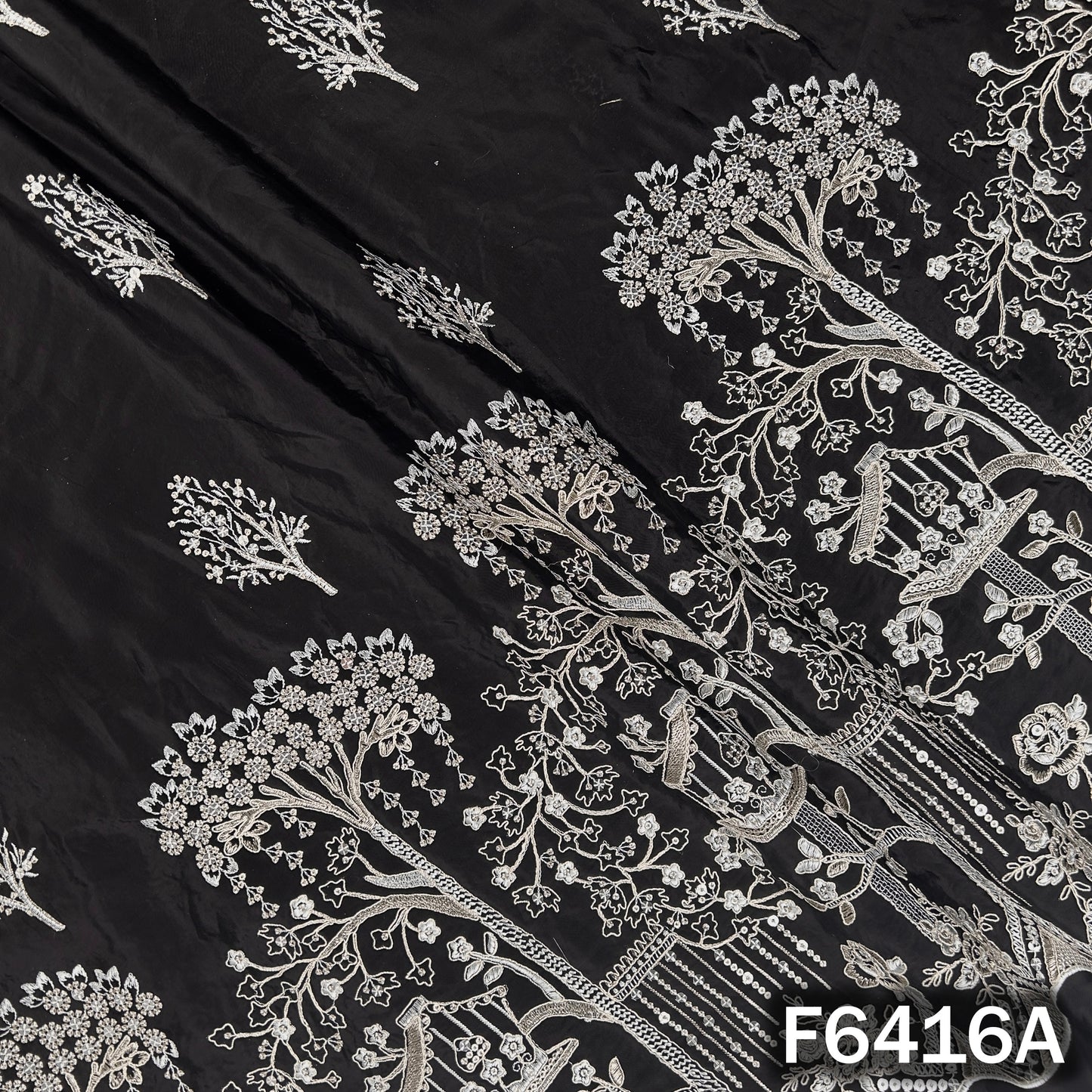 Zari Sequins Thread Work Crepe Fabric - F6416