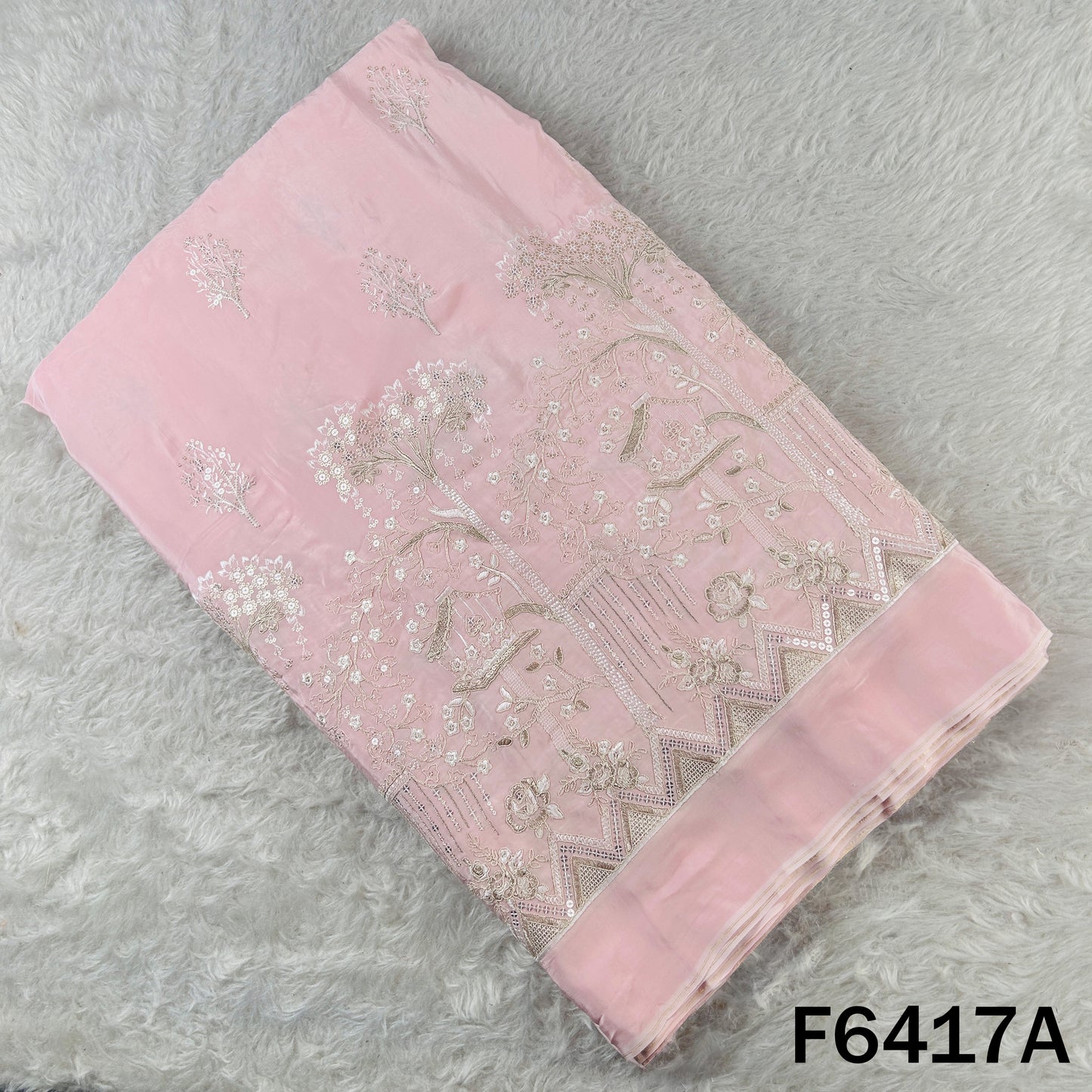 Zari Sequins Thread Work Crepe Fabric - F6417