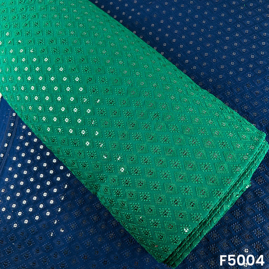 Thread Sequins Embroidered Rayon Cotton Fabric-F5004