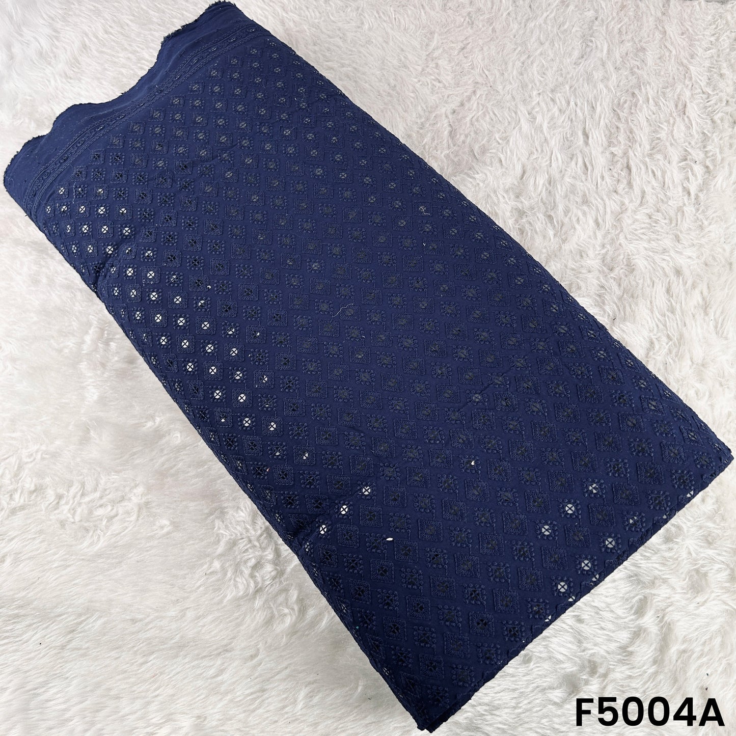 Thread Sequins Embroidered Rayon Cotton Fabric-F5004