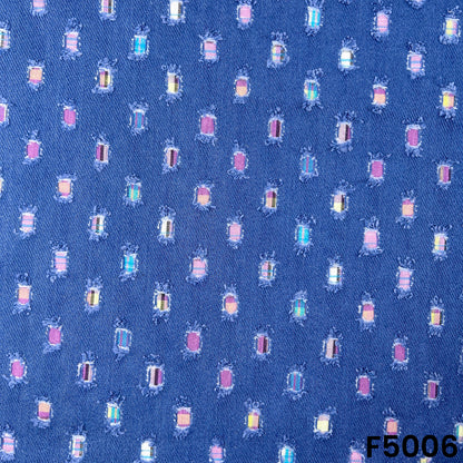 Denim Patch Work Fabric - F5006