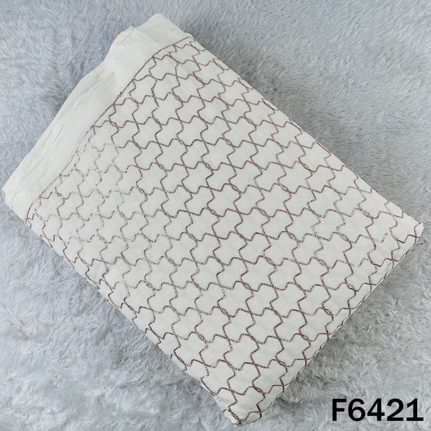 Dyeable Gota Patti Work Kora Cotton Fabric - F6421