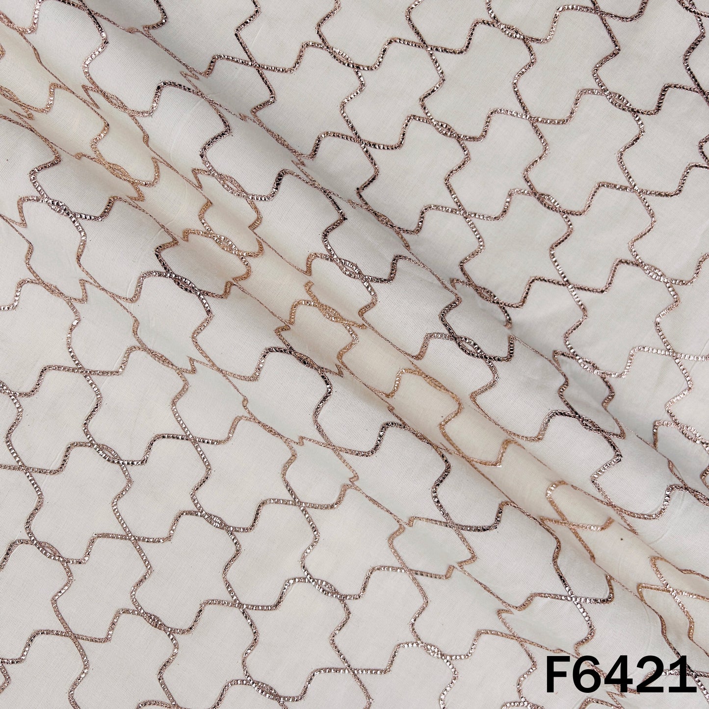 Dyeable Gota Patti Work Kora Cotton Fabric - F6421