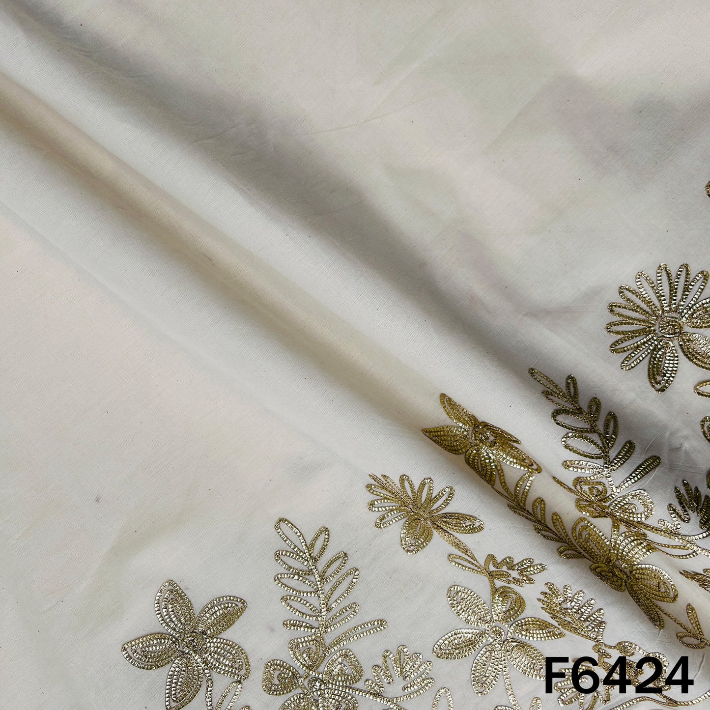 Dyeable Gota Patti Work Kora Cotton Fabric - F6424