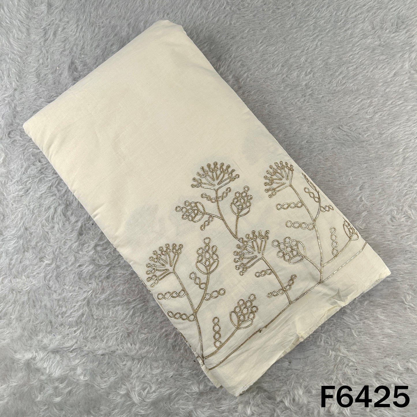 Dyeable Gota Patti Work Kora Cotton Fabric - F6425