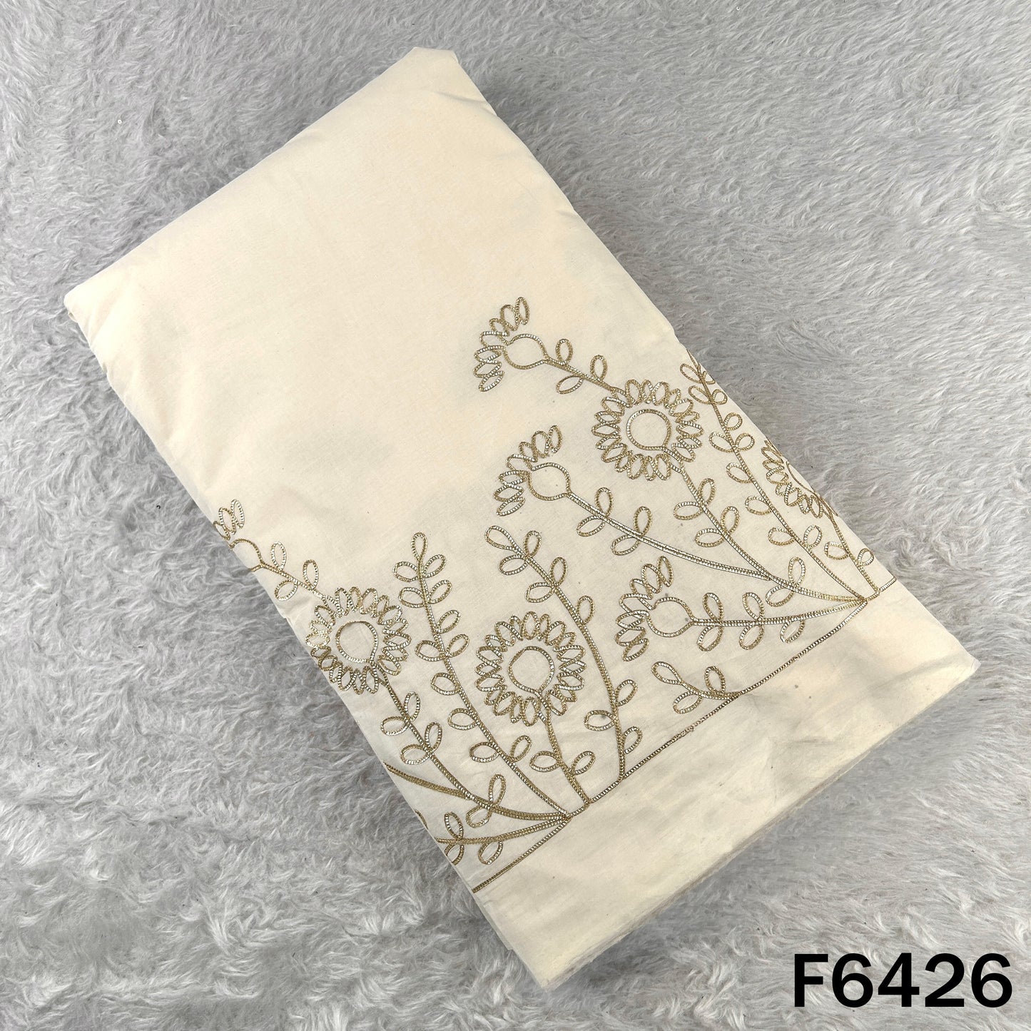 Dyeable Gota Patti Work Kora Cotton Fabric - F6426