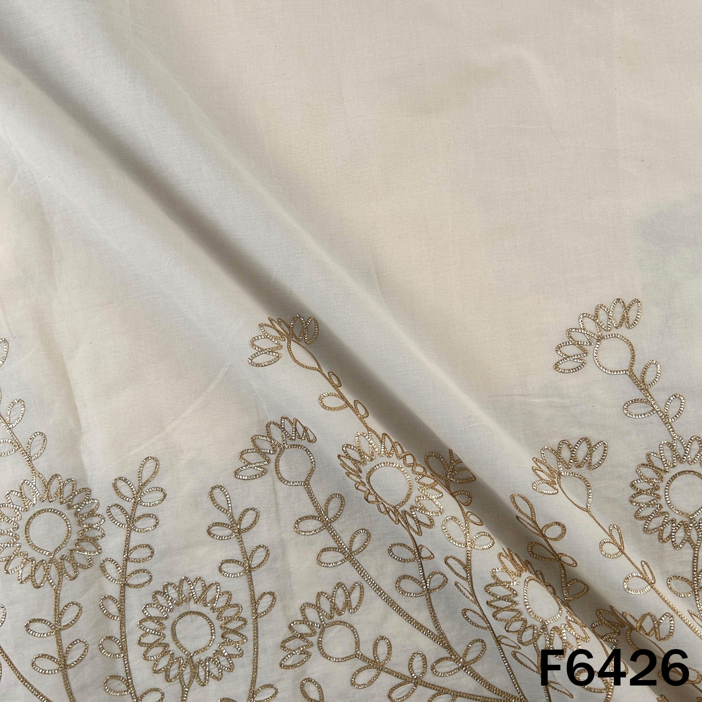 Dyeable Gota Patti Work Kora Cotton Fabric - F6426