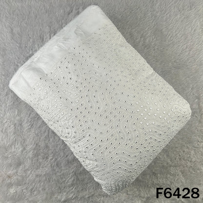 Dyeable Thread Embroidered Mirror Work Dola Silk Fabric - F6428