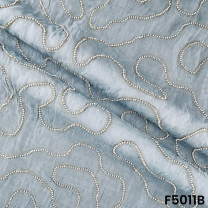 Zari Embroidered Beads Work Mul Chanderi Fabric-F5011