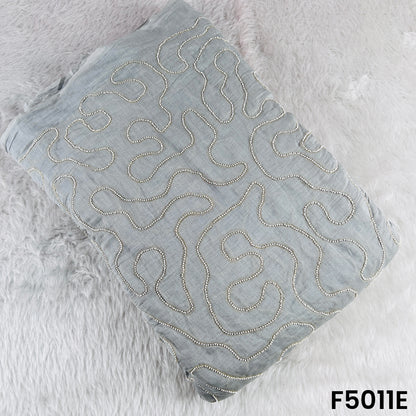 Zari Embroidered Beads Work Mul Chanderi Fabric-F5011
