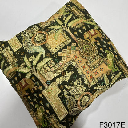 Zari Work Positional Print Jacquard Dolla Silk Fabric-F3017