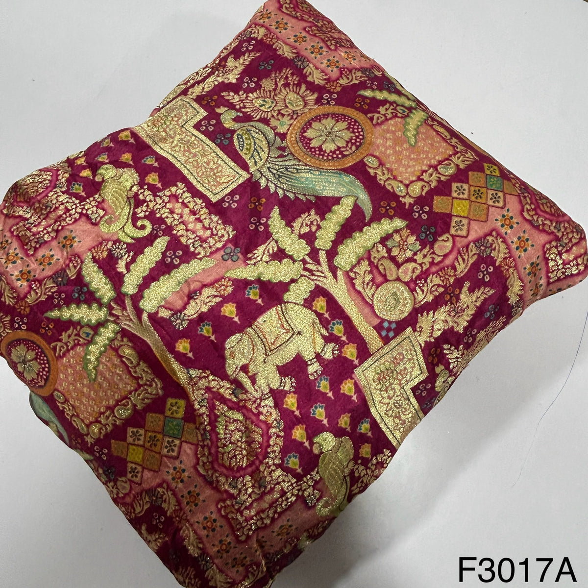 Zari Work Positional Print Jacquard Dolla Silk – Fabricroot