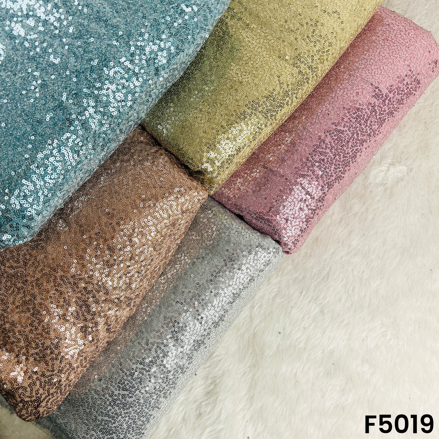 Sequins Embroidered Simmer Lycra Fabric-F5019