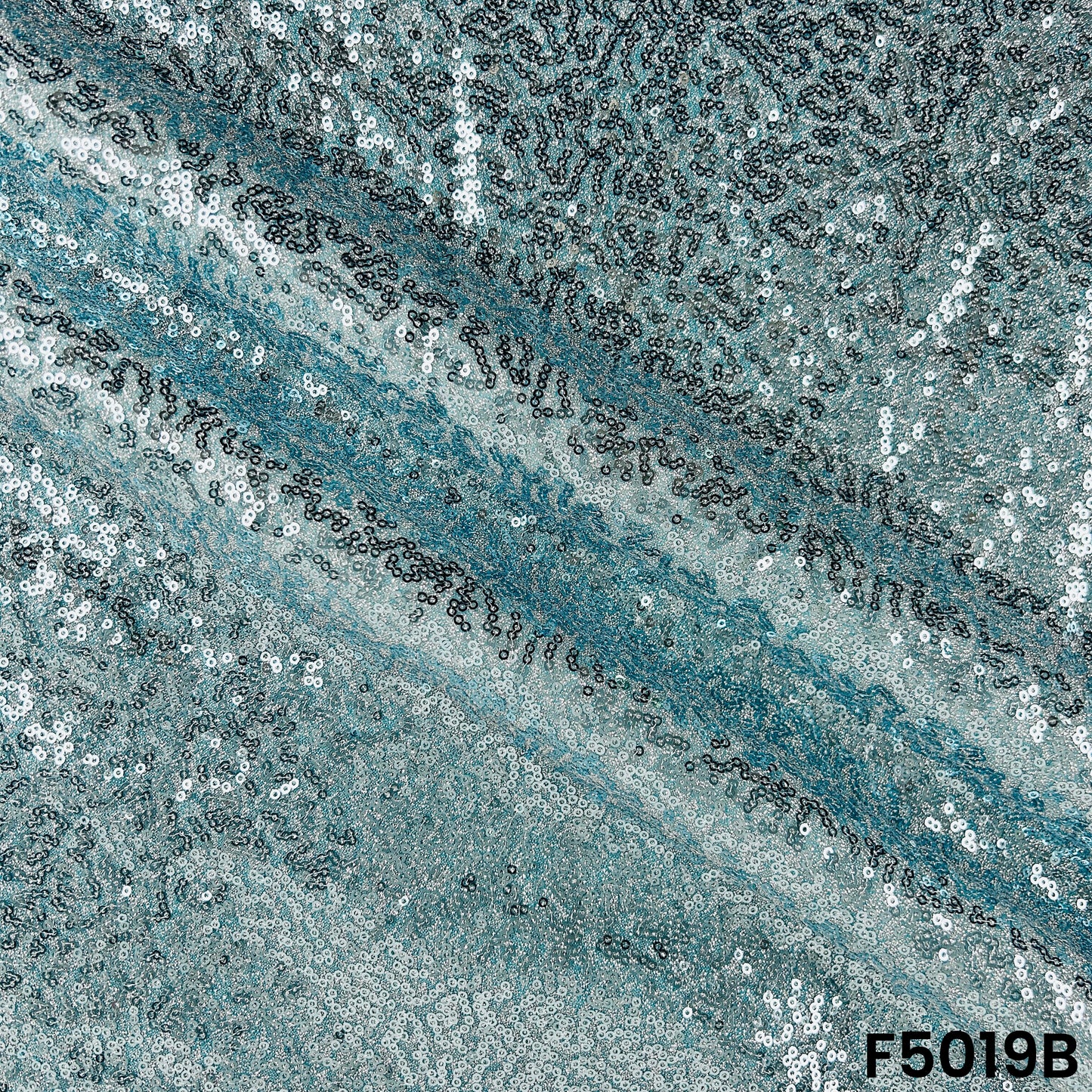 Sequins Embroidered Simmer Lycra Fabric-F5019