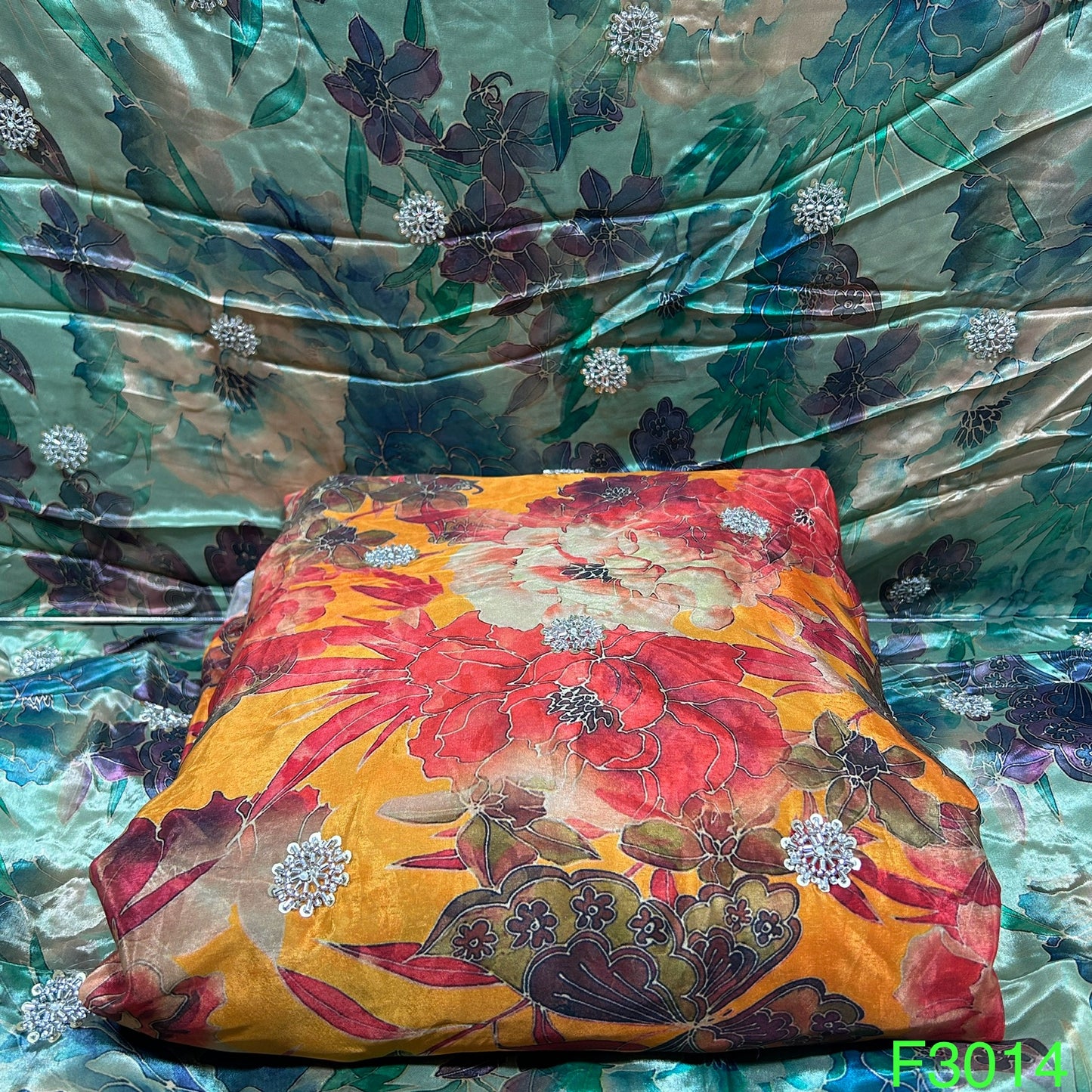 Cut Dana Work Sequins Crepe Fabric-F3014