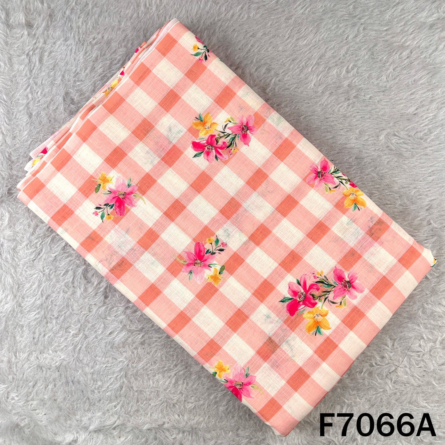Printed Check Linen Fabric - F7066