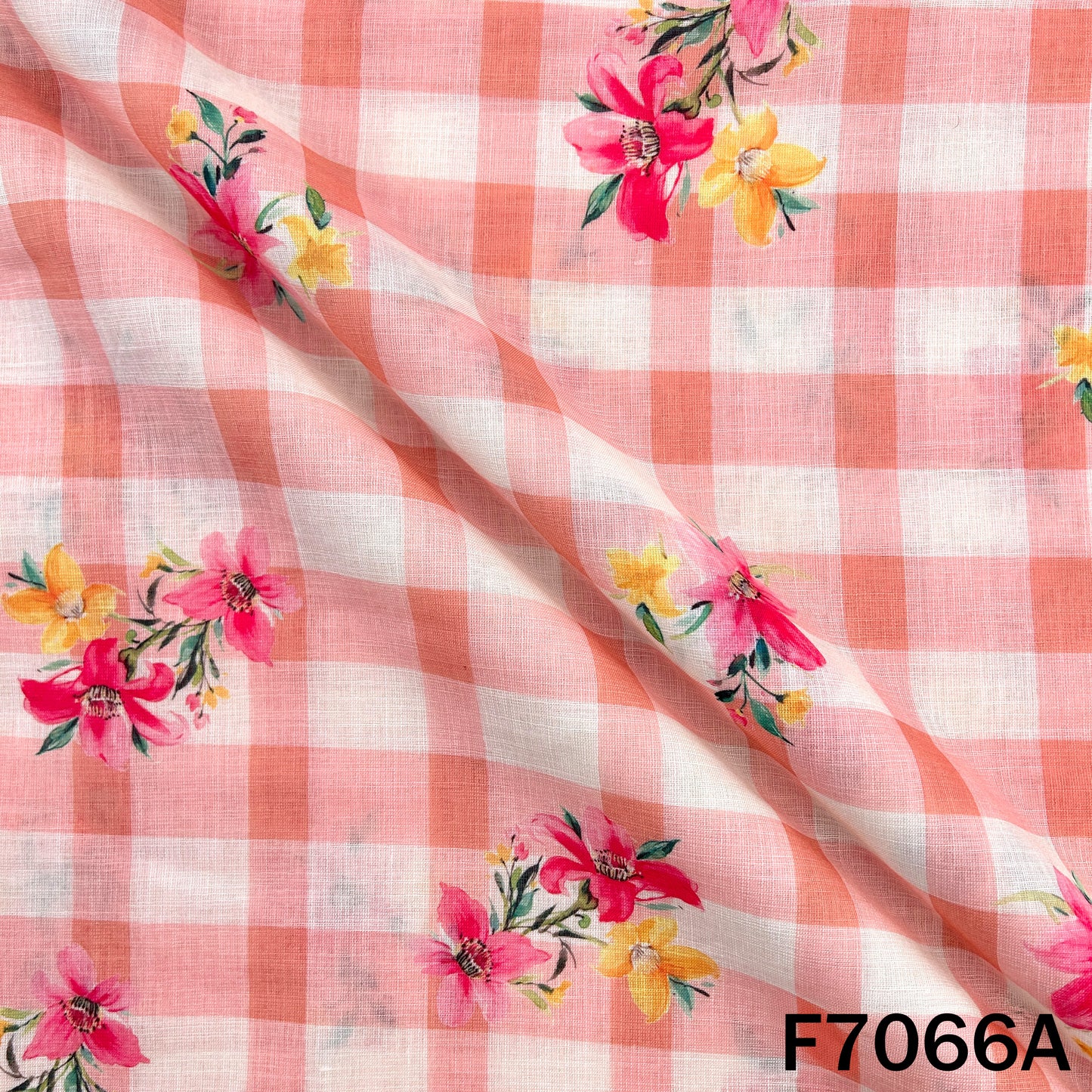 Printed Check Linen Fabric - F7066